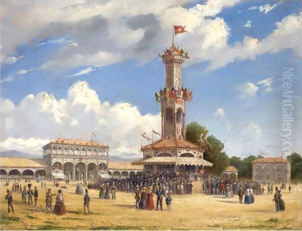 The Tir Federal, Geneva Oil Painting by Carlo Bossoli