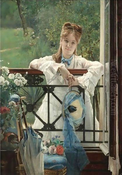 The Blue Ribbon Oil Painting by Alfred Stevens