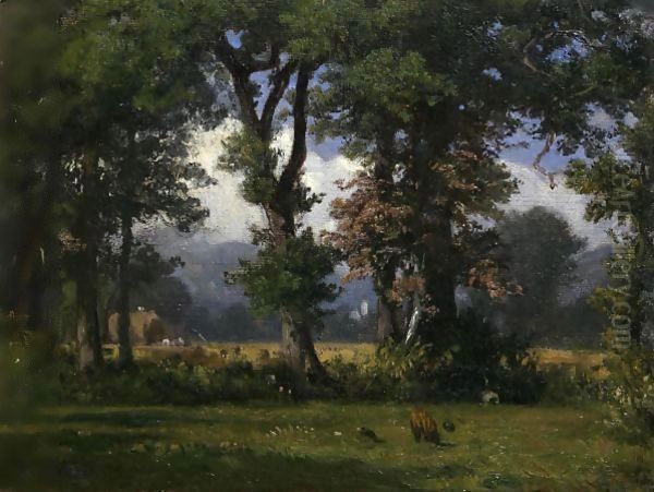 Eichwaldlichtung Clearing In Oak Forest Oil Painting by Robert Zund