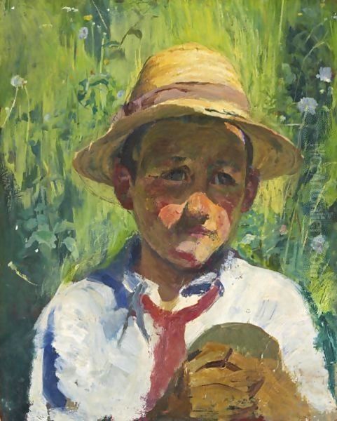 Peasant Boy From Bergell Oil Painting by Giovanni Giacometti