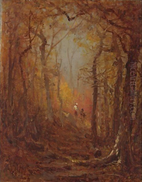 Sketch For The Woods In Autumn Oil Painting by Sanford Robinson Gifford