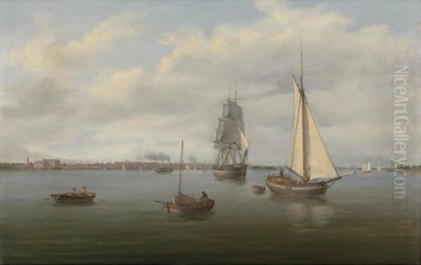 Philadelphia From The Delaware River Oil Painting by Thomas Birch