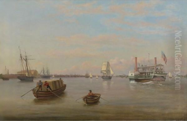 Philadelphia Harbor 2 Oil Painting by Thomas Birch