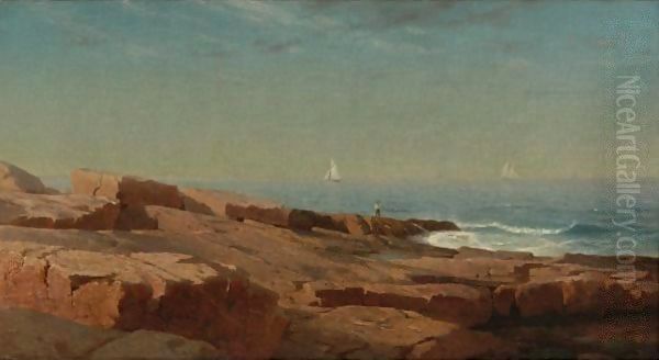 Rocks At Narragansett 3 Oil Painting by William Stanley Haseltine