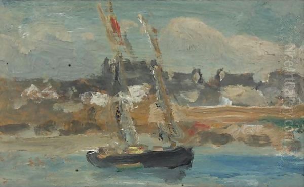 Two Masted Schooner, Concarneau Oil Painting by Robert Henri