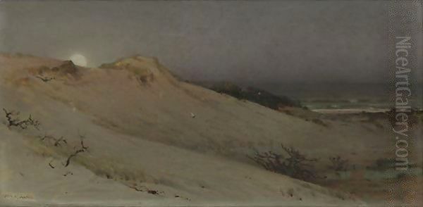 Sandhills Moonrise (Moonrise Over The Dunes) Oil Painting by William Trost Richards