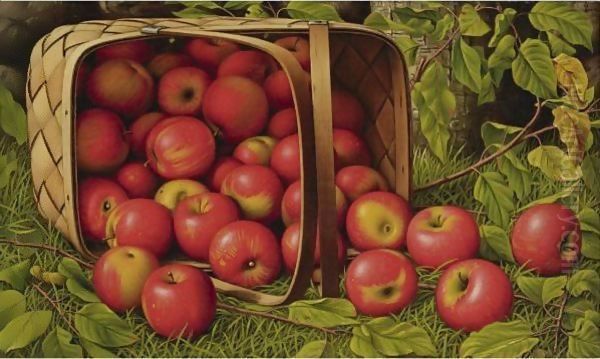 Basket Of Apples 2 Oil Painting by Levi Wells Prentice