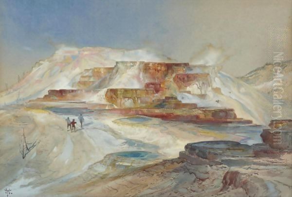 Hot Springs Of Gardiner's River, Yellowstone Oil Painting by Thomas Moran