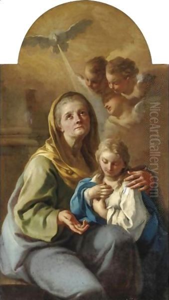 Sant'Anna E La Vergine Bambina Oil Painting by Francesco de Mura