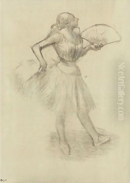 Danseuse A L'eventail 3 Oil Painting by Edgar Degas