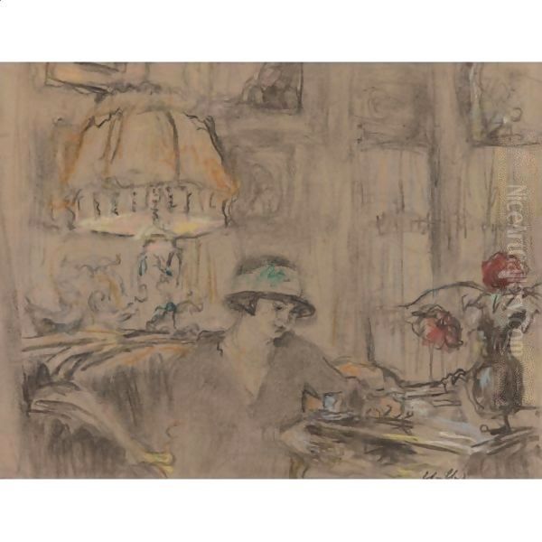 Fridette Faton A Table Oil Painting by Jean-Edouard Vuillard