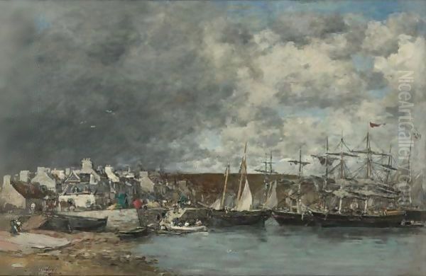 Le Port De Camaret Oil Painting by Eugene Boudin