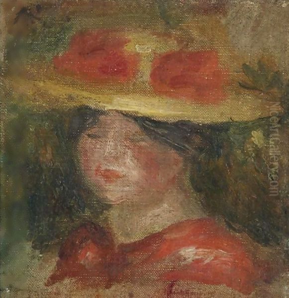 Tete De Femme Au Chapeau Oil Painting by Pierre Auguste Renoir