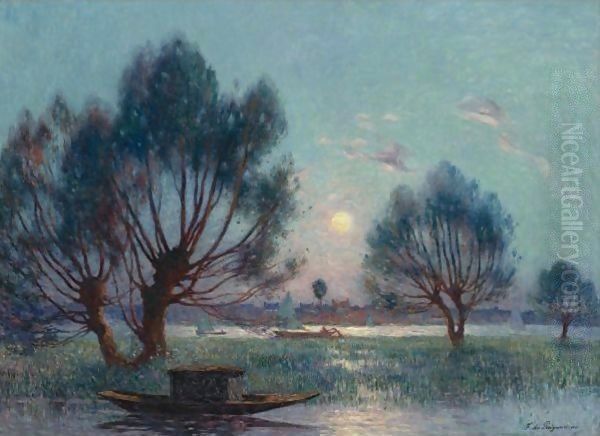 Clair De Lune Au Bord De La Loire Oil Painting by Ferdinand Loyen Du Puigaudeau