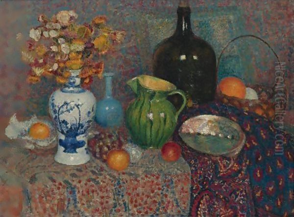 Nature Morte Aux Immortelles Oil Painting by Georges Lemmen