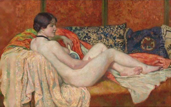 Modele Au Repos, Maud Oil Painting by Theo van Rysselberghe