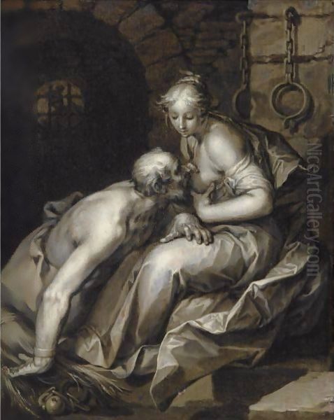 Roman Charity 2 Oil Painting by Abraham Bloemaert