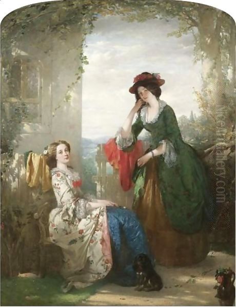 Sophia And Olivia, From The Vicar Of Wakefield Oil Painting by Thomas Faed