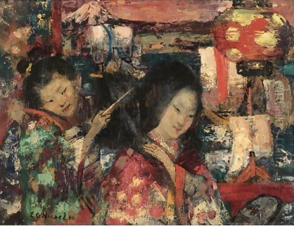 In Japan Oil Painting by Edward Atkinson Hornel