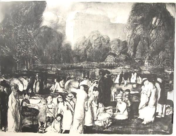 In The Park, Light Oil Painting by George Wesley Bellows