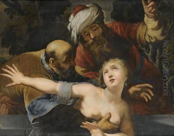 Susanna And The Elders Oil Painting by Claude Vignon