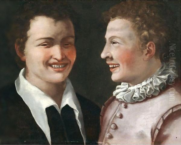 Two Boys Laughing Oil Painting by Annibale Carracci