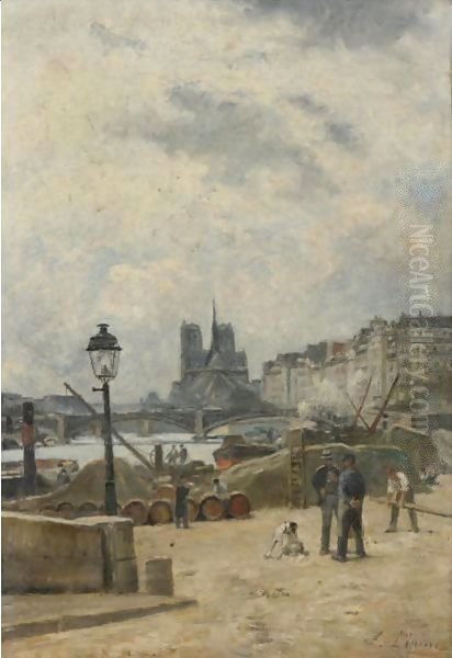 The Seine At Pont Sully And Le Quai Henri Iv Oil Painting by Stanislas Lepine