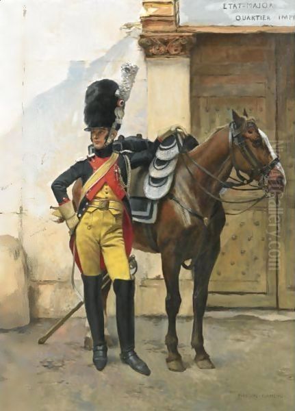 An Elite Soldier Of The Imperial Guard Oil Painting by Francois Flameng