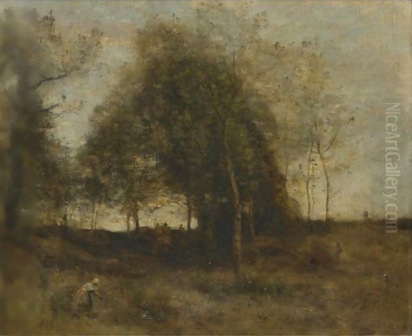 Soir En Normandie Oil Painting by Jean-Baptiste-Camille Corot