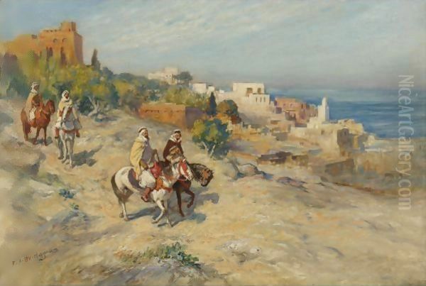 Horsemen In Algiers Oil Painting by Frederick Arthur Bridgman