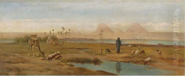 Midday Break Along The Nile, Giza Oil Painting by Frederick Goodall