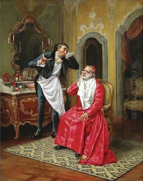 The Awkward Barber Oil Painting by Francois Brunery