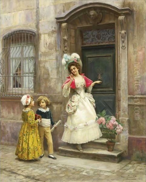 Grandmother's Birthday Oil Painting by Jules Girardet