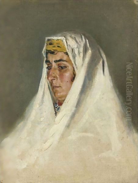 Arab Woman In Jerusalem Oil Painting by Vasili Vasilyevich Vereshchagin