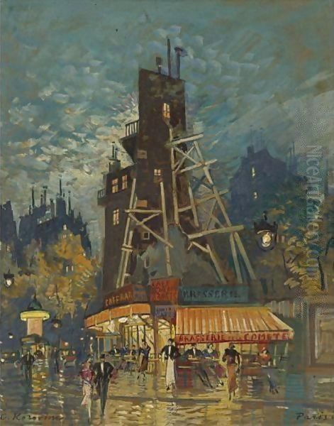 Parisian Boulevard Oil Painting by Konstantin Alexeievitch Korovin