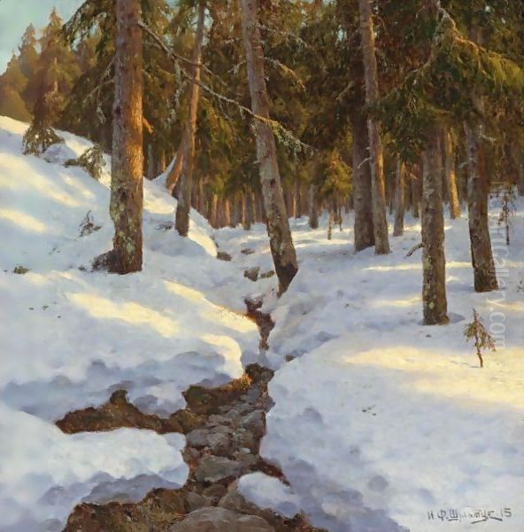 Winter Creek, 1915 Oil Painting by Ivan Fedorovich Choultse