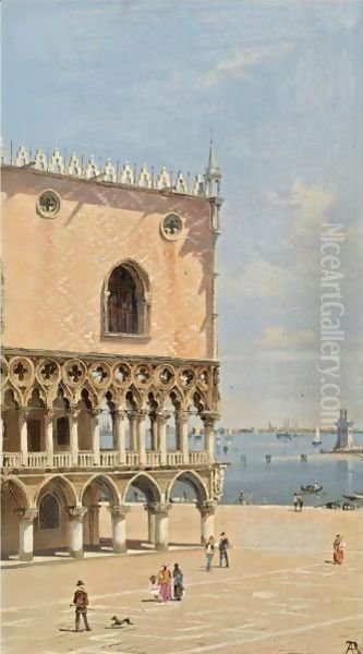 A View Of San Marco's Square Towards San Giorgio Maggiore Oil Painting by Antonietta Brandeis