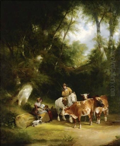 Conversation In A Glade Oil Painting by Snr William Shayer