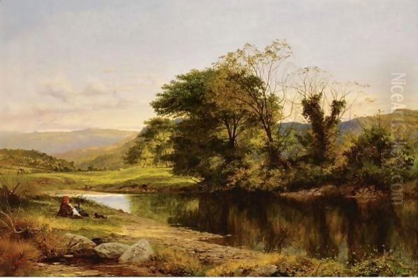 A Quiet Pool On The Bettws-Y-Coed Oil Painting by Benjamin Williams Leader