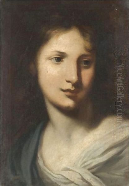 The Head Of A Young Lady, Probably Mary Magdalene Oil Painting by Francesco Furini