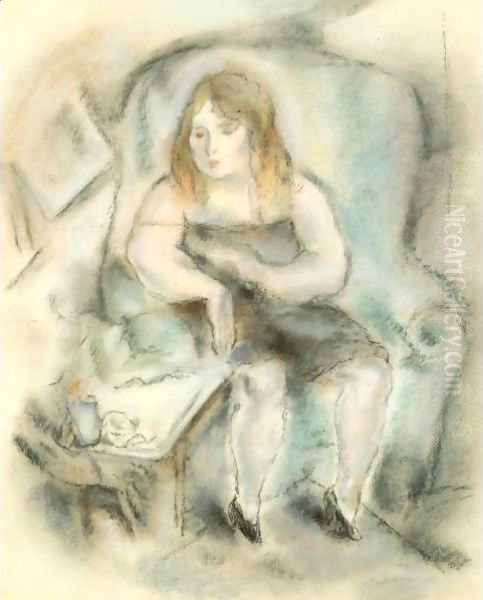 Fille Assise Oil Painting by Jules Pascin