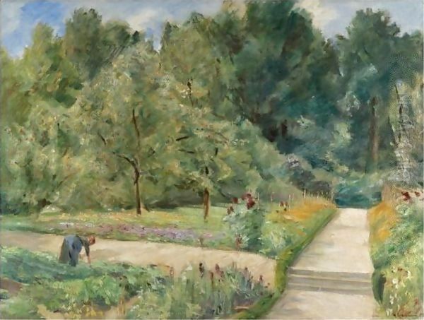 Tthe Garden In Wannsee To The West Oil Painting by Max Liebermann