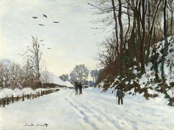 La Route De La Ferme Saint-Simeon En Hiver Oil Painting by Claude Oscar Monet