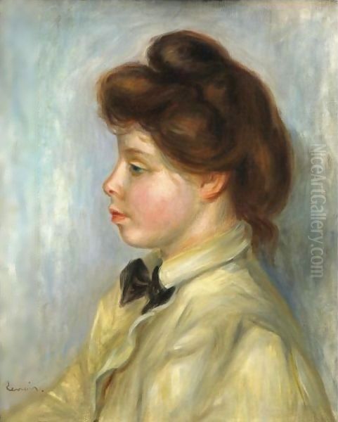 Jeune Femme A La Cravate Noire Oil Painting by Pierre Auguste Renoir