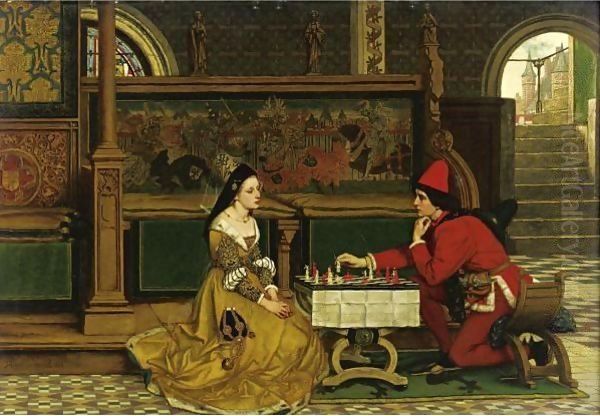 His Move Oil Painting by Albrecht Frans Lieven Vriendt