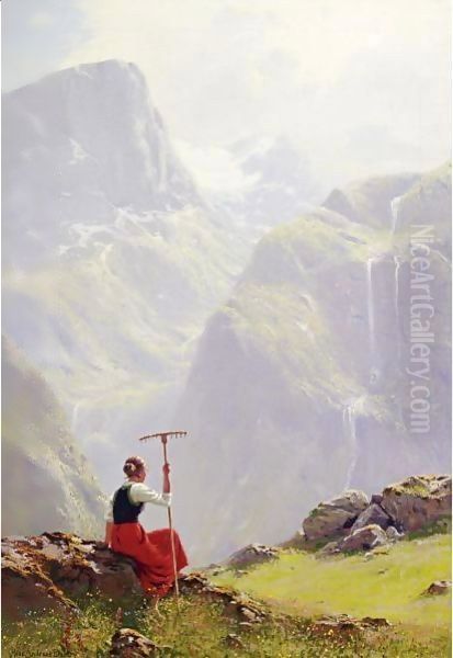 High In The Mountains Oil Painting by Hans Dahl