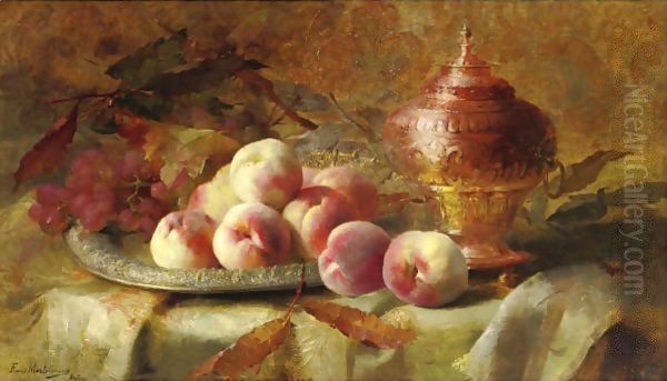 Still Life With Peaches And Tea Urn Oil Painting by Frans Mortelmans