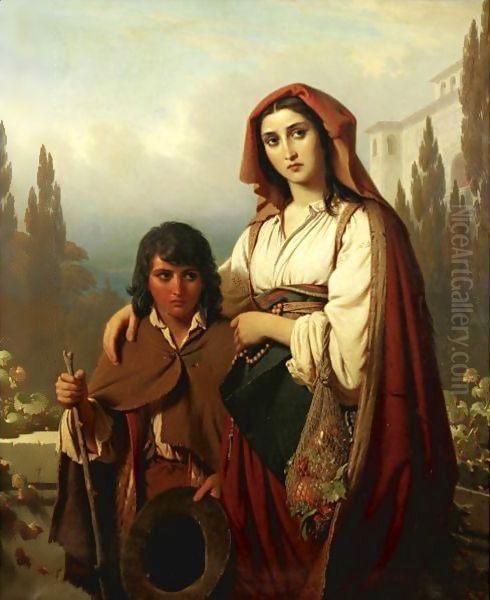 A Mother's Hope Oil Painting by Konstantin Johannes Franz Cretius