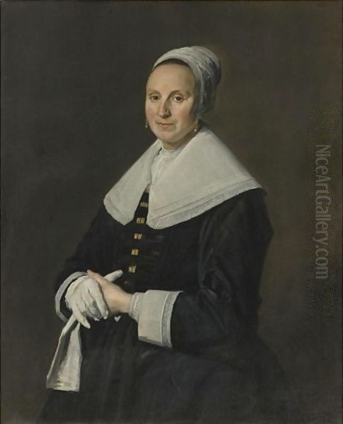 Portrait Of A Woman With Gloves Oil Painting by Frans Hals