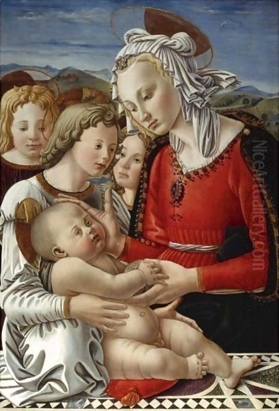 The Madonna And Child With Three Angels ('The Benson Madonna') Oil Painting by Fra Diamante